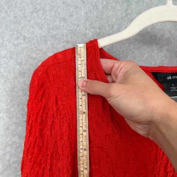 Ali Miles Womens Gauze Tunic Top Size S Burnt Orange Art to Wear Roll Tab Button - Picture 9 of 11